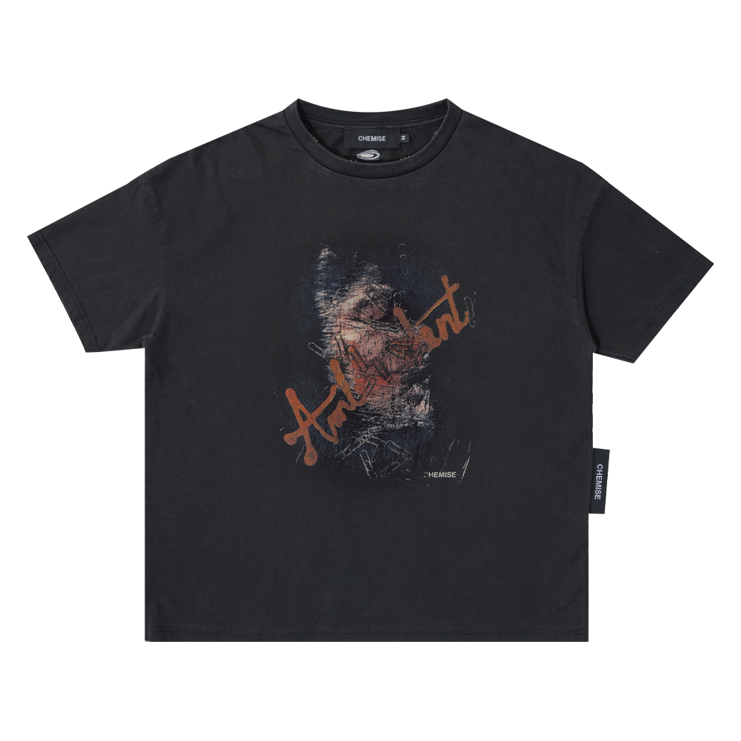 CHEMISE MY FACE DISTRESSED T-SHIRT FADE BLACK