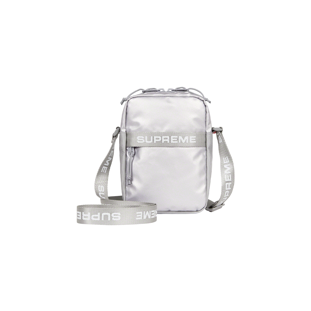 SUPREME FW22 LOGO-PRINT SHOULDER BAG SILVER