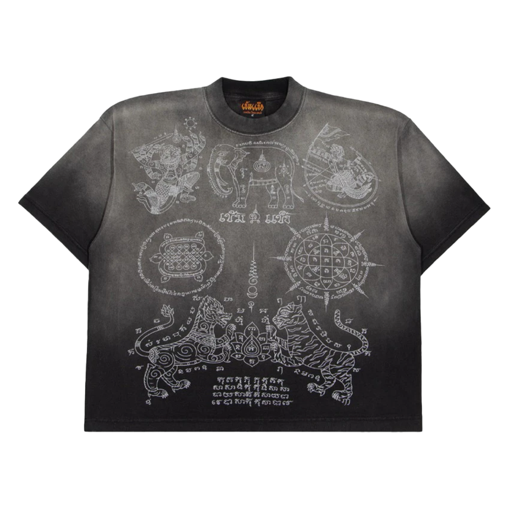 KEM2HAND OVERPRINT YANTRA V.2 BOXY T-SHIRT FADE BLACK
