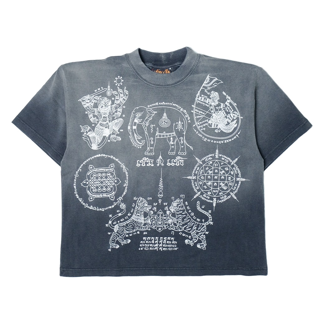 KEM2HAND OVERPRINT YANTRA V.3 BOXY T-SHIRT FADE BLACK