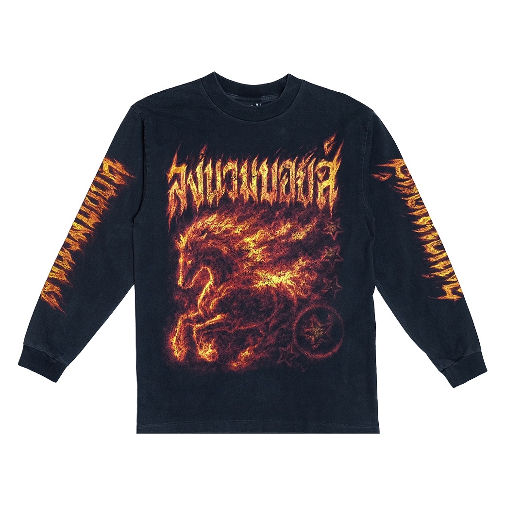 LONGNUAMBOYZ CHINESE NEW YEAR LONG SLEEVE T-SHIRT FADE BLACK
