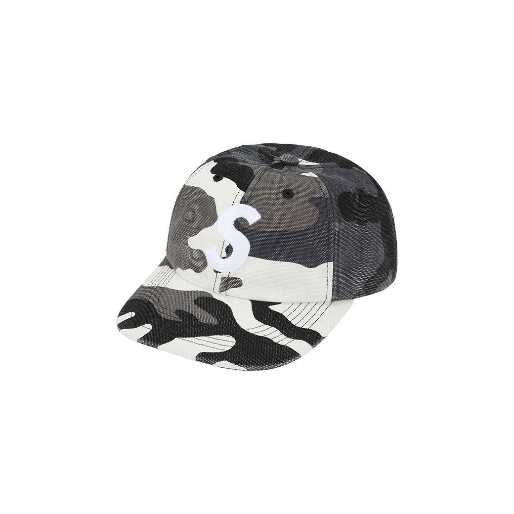 SUPREME PIGMENT COATED CANVAS S LOGO CAP CAMO