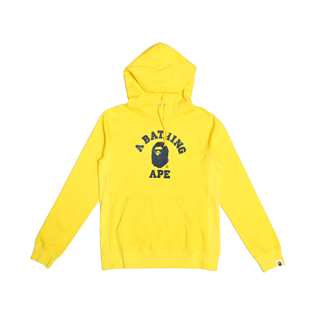 A BATHING APE COLLEGE HEAVY WEIGHT PULLOVER HOODIE YELLOW