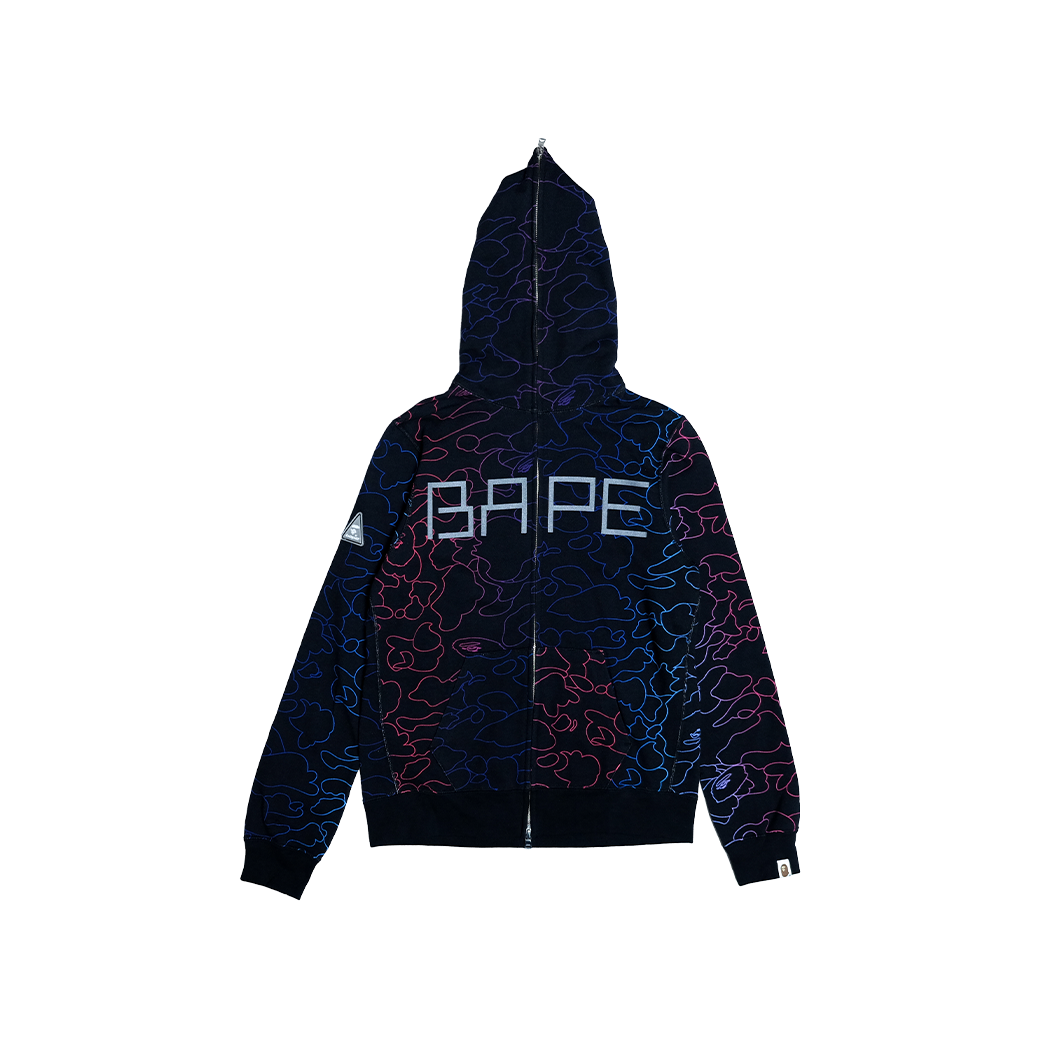 A BATHING APE NEON PENCEL FULL ZIP HOODIE BLACK