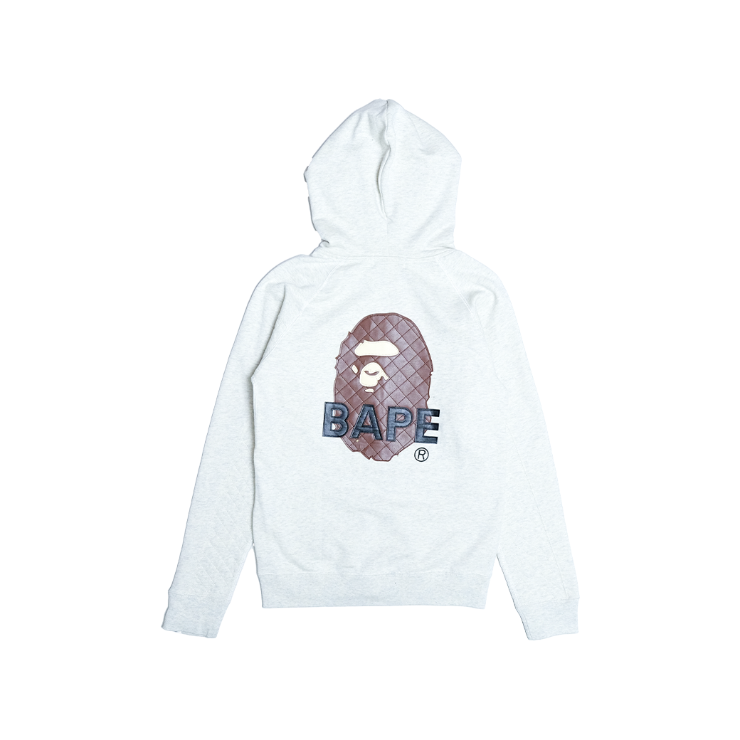 A BATHING APE FRONT SMALL APE LOGO BACK BIG LOGO APE ZIP HOODIE GREY