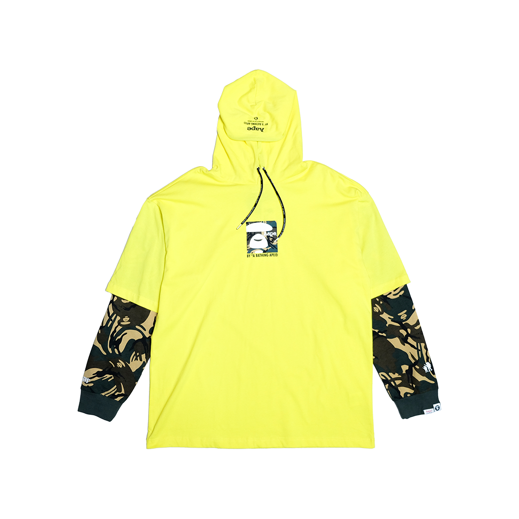 A BATHING APE 1ST CAMO COLLEGE PULLOVER HOODIE YELLOW