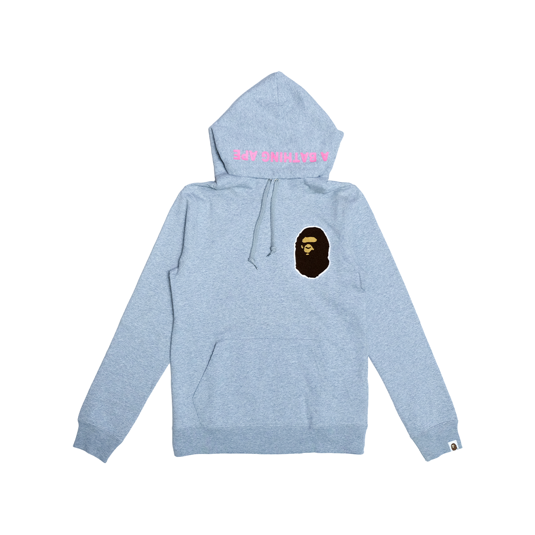 A BATHING APE ONE POINT BIG LOGO APE PULLOVER HOODIE GREY