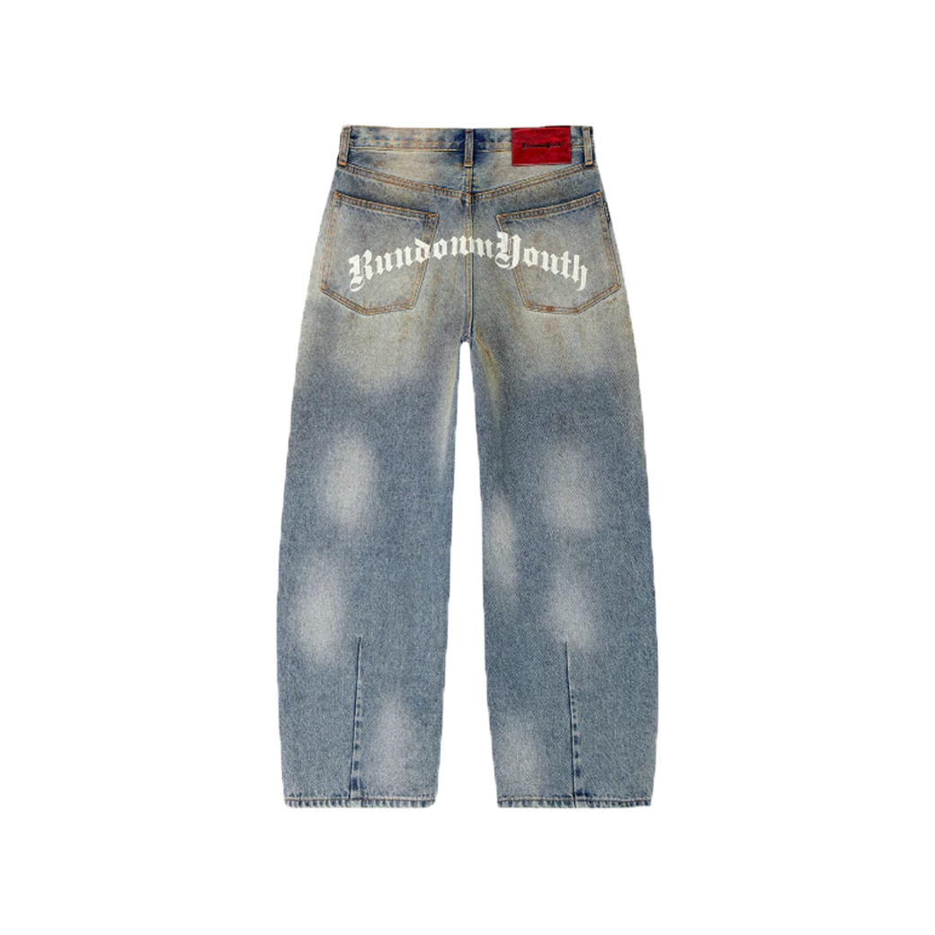 RUNDOWNYOUTH VINTAGE DIRTY BARREL JEANS BLUE