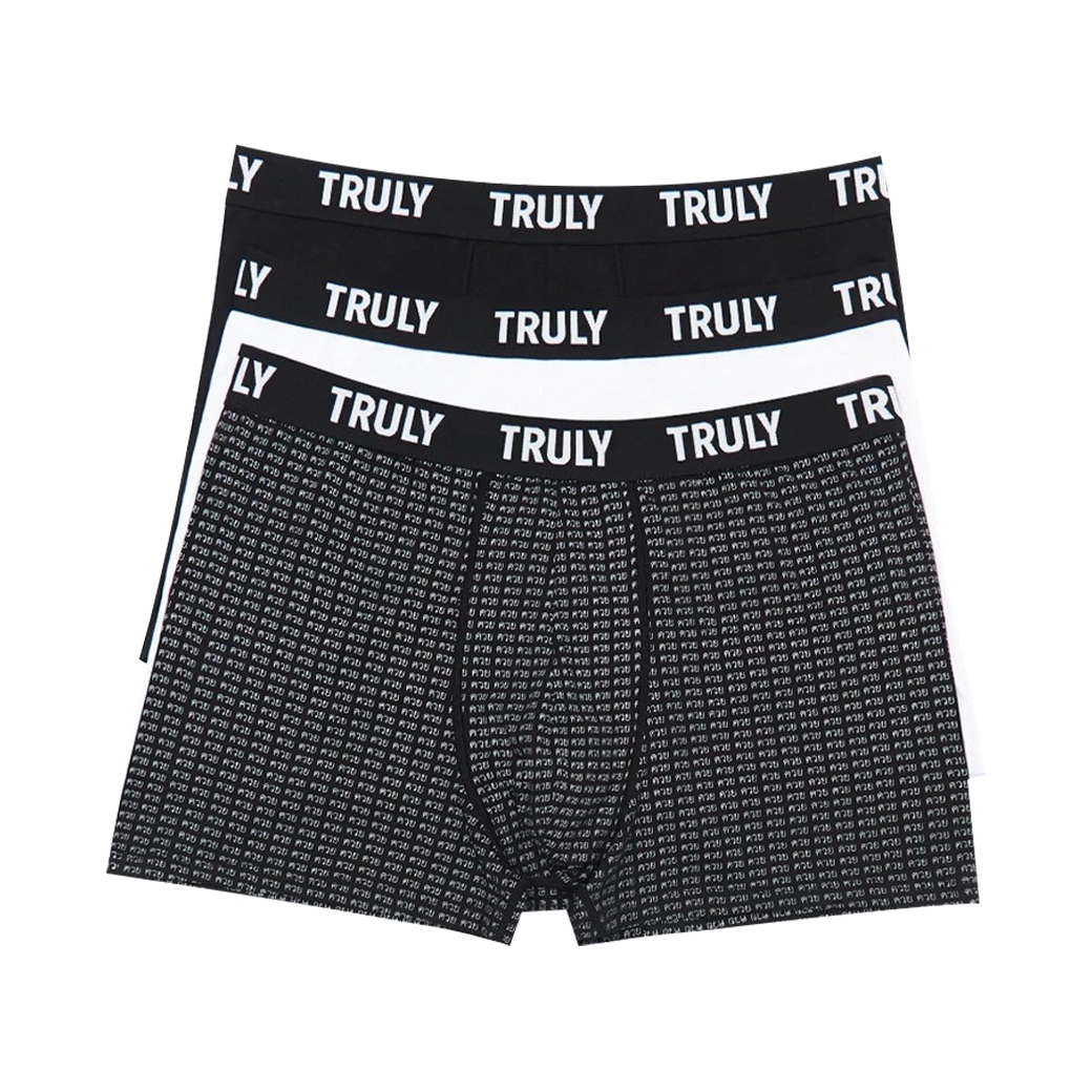 TRULY BOXER MONOGRAM/WHITE/BLACK