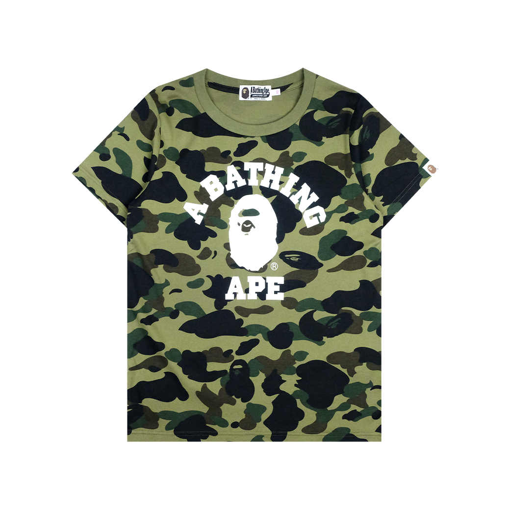 A BATHING APE 1ST CAMO COLLEGE OVERSIZED T-SHIRT GREEN CAMO