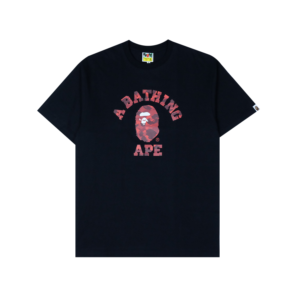 A BATHING APE COLOR CAMO COLLEGE T-SHIRT BLACK