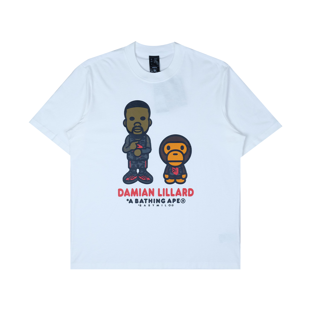 A BATHING APE X ADIDAS DAME BABY MILO T-SHIRT WHITE