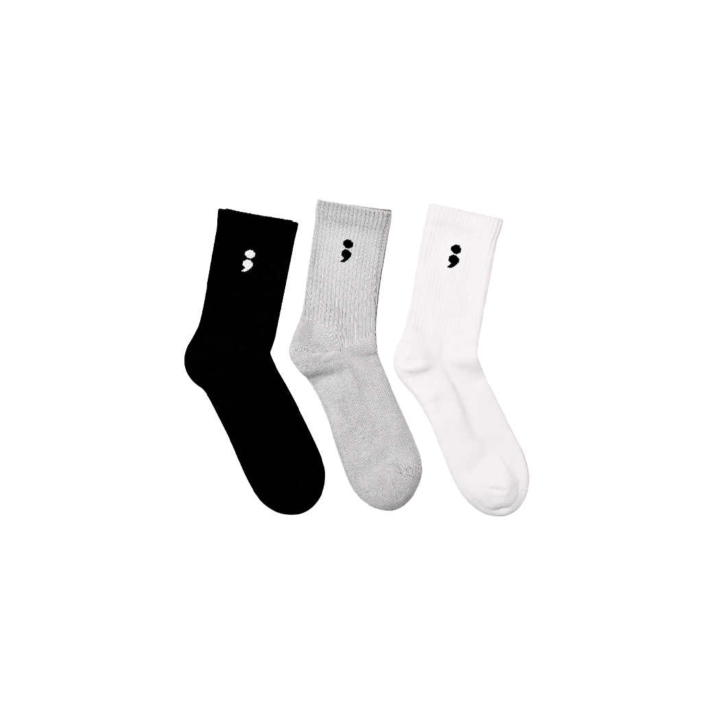 BEFREEK SEMICOLON SET SOCKS BLACK/GREY/WHITE