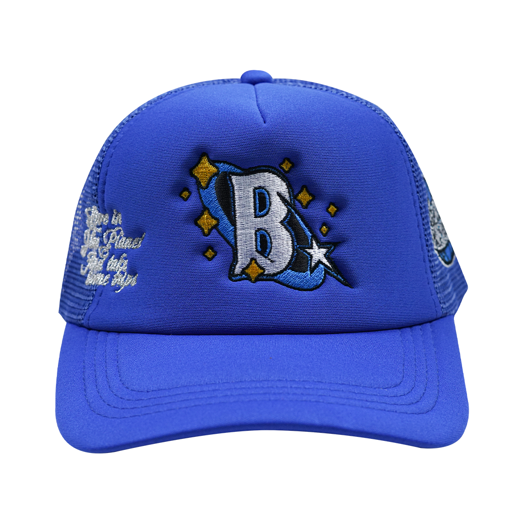 BLUE PLANET MOB TRIPPY B TRUCKER HAT BLUE