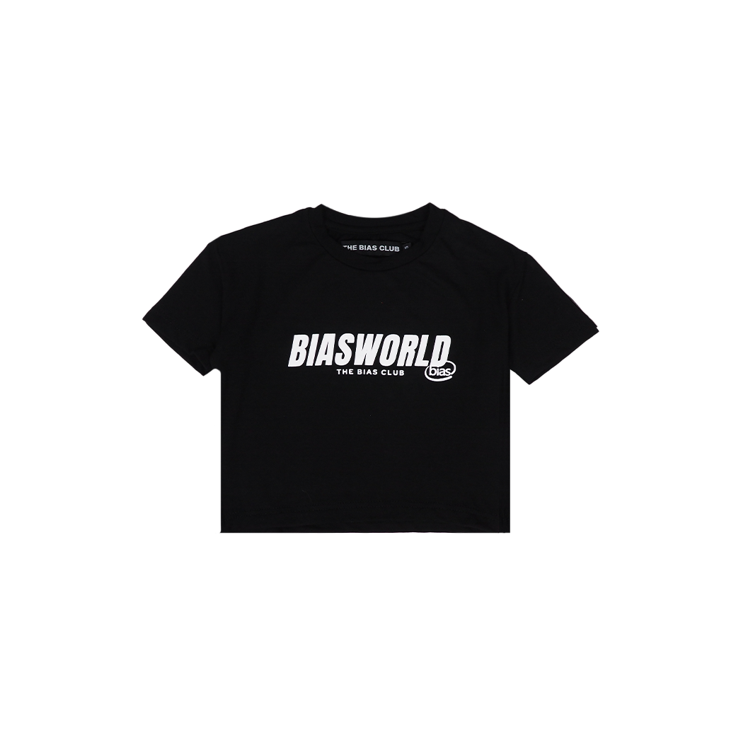 THE BIAS CLUB  BIASWORLD CROP TEE BLACK