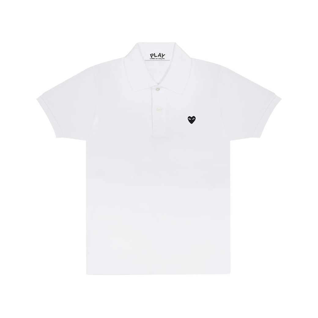 COMME DES GARCONS PLAY BLACK HEART POLO WHITE