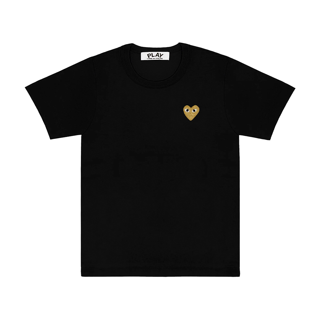COMME DES GARCONS PLAY BASIC GOLD HEART T-SHIRT BLACK