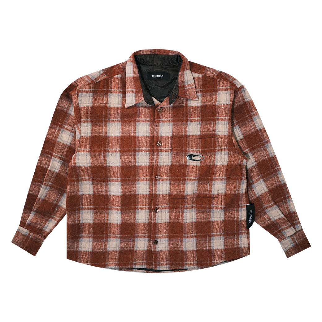 CHEMISE METAL SYMBOL PLAID SHIRT FADE RED