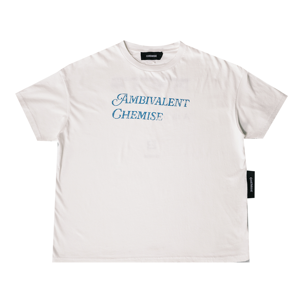 CHEMISE OPEN COL. DISTRESSED T-SHIRT WHITE