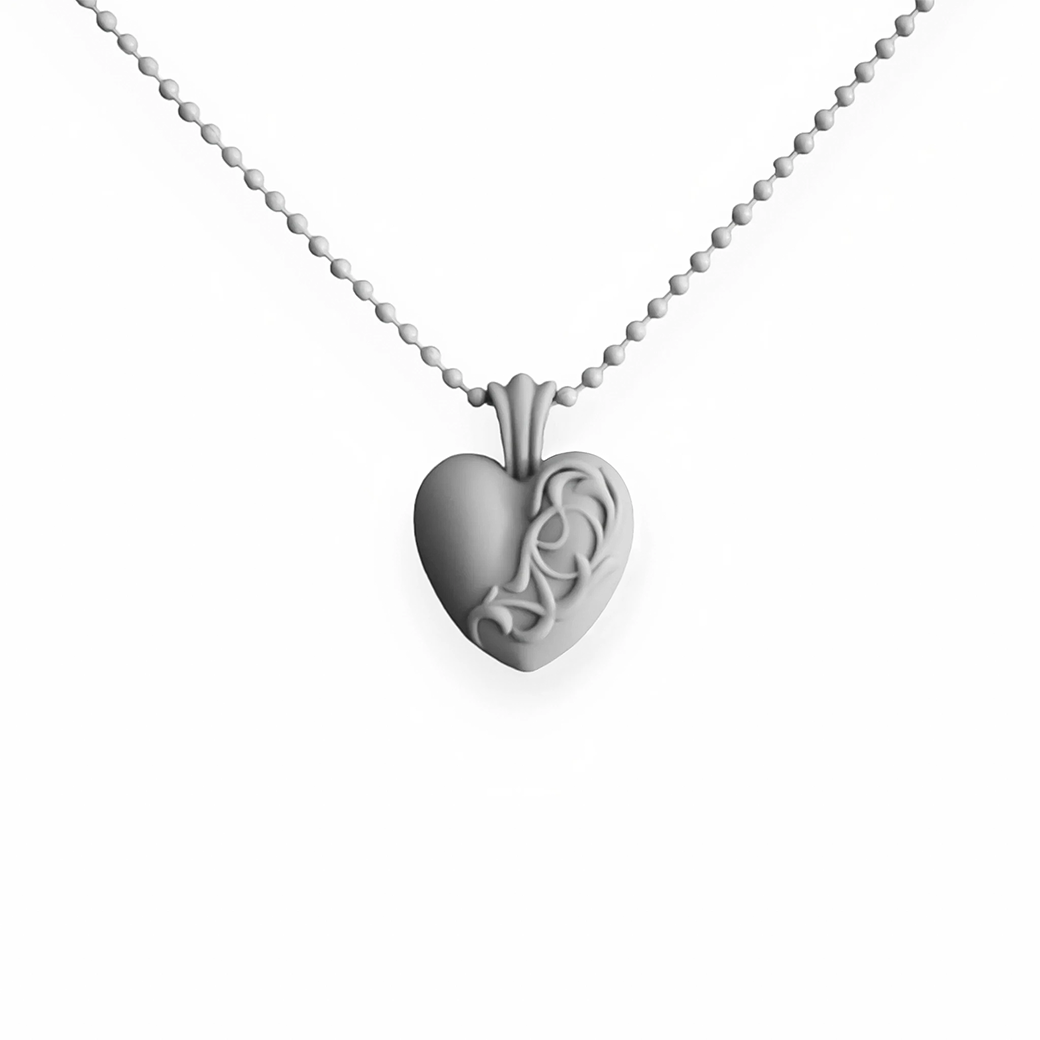 CHROME HEARTS RESIN HEART NECKLACE GREY