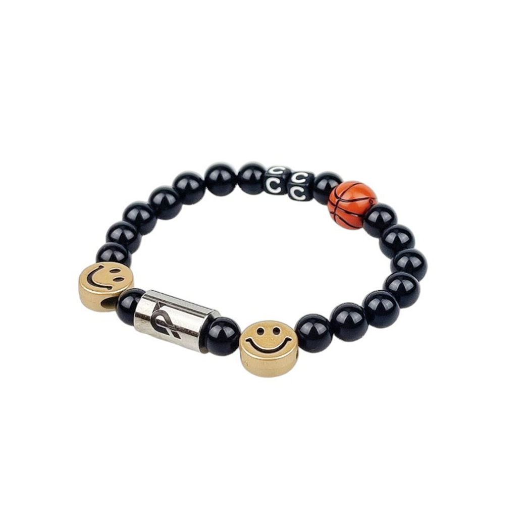 CROWCINZ SMILEY BASKETBALL V.2 BRACELET ONYX