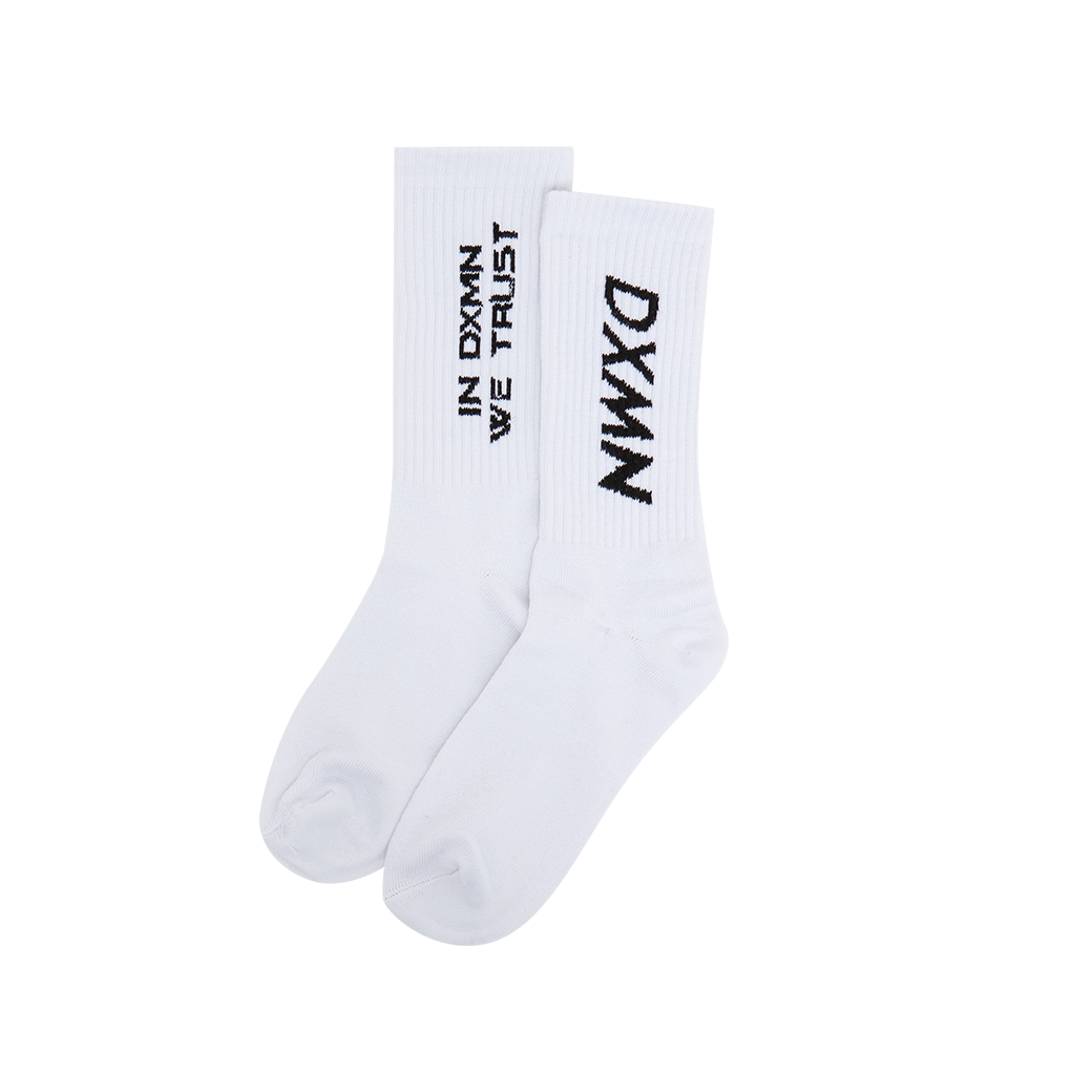 DXMN IN DXMN WE TRUST SOCKS WHITE