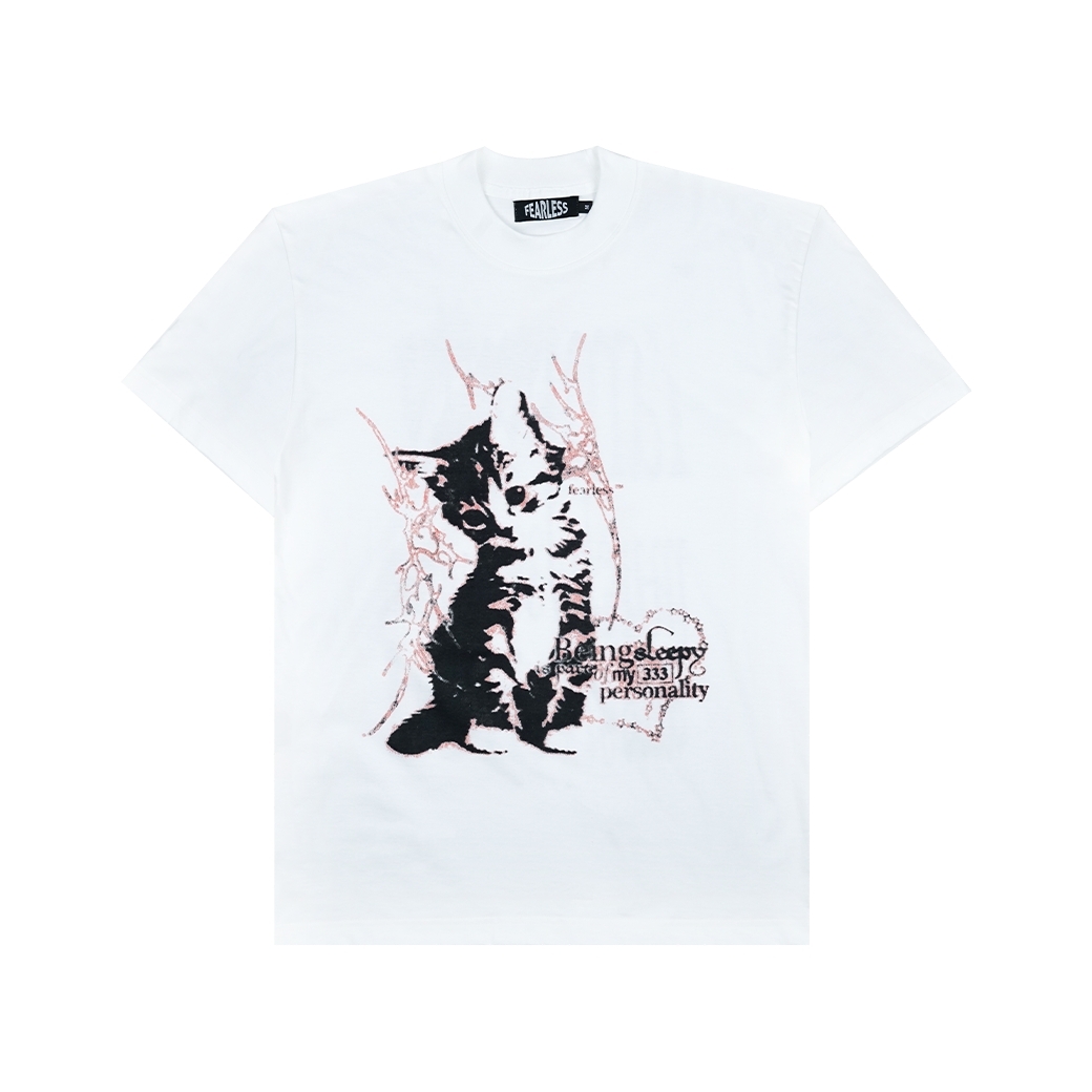 FEARLESS SLEEPY CAT T-SHIRT WHITE