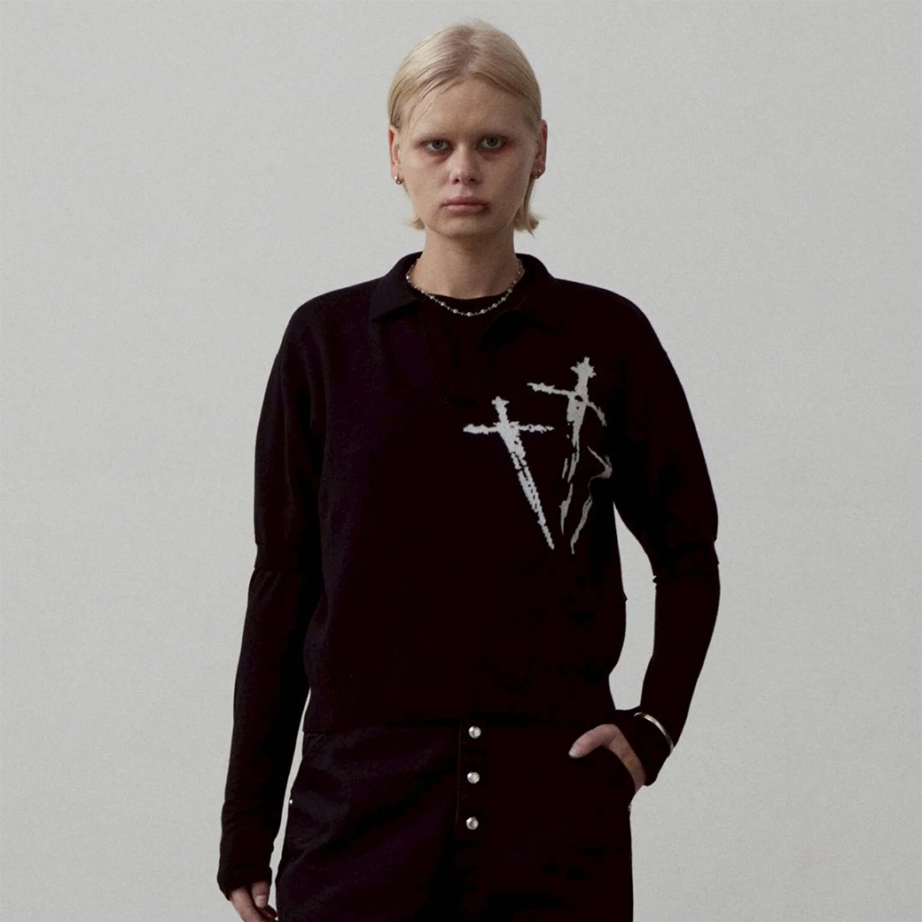 FUXURY JUDAS REVERSIBLE KNIT POLO BLACK