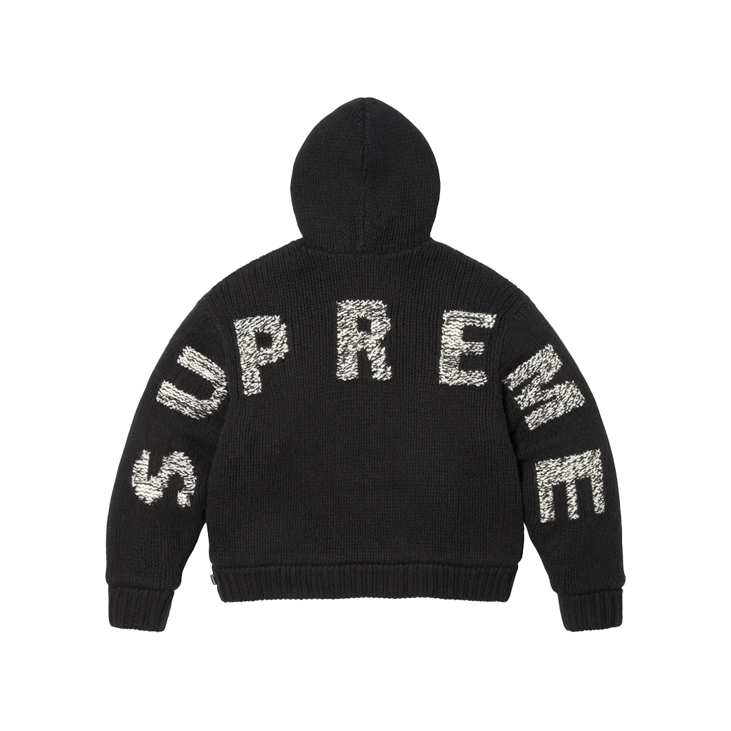 SUPREME FAUX SHEARLING LINED ZIP UP HOODIE BLACK