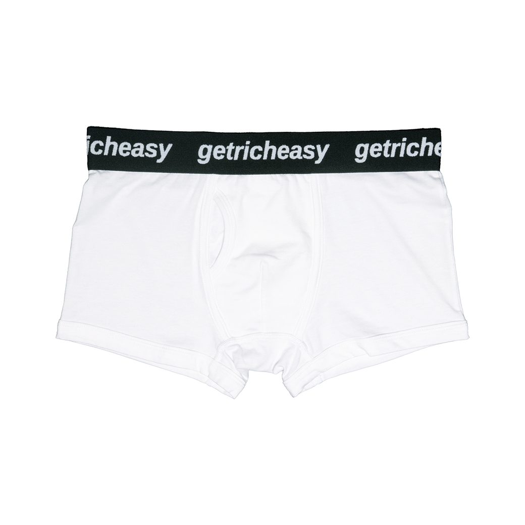 GET RICH EASY MEN'S BOXER BRIEFS WHITE