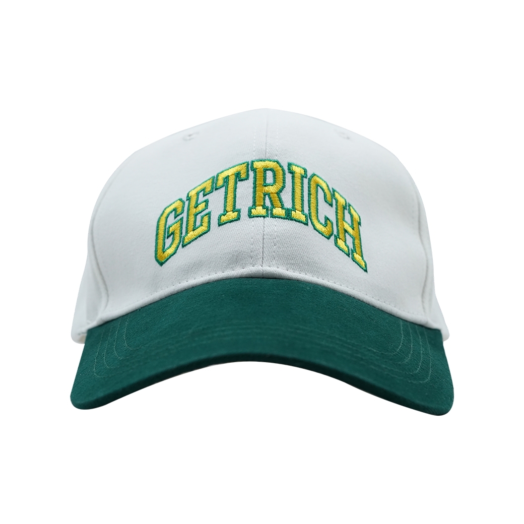 GET RICH EASY VARSITY LOGO CAP WHITE/GREEN