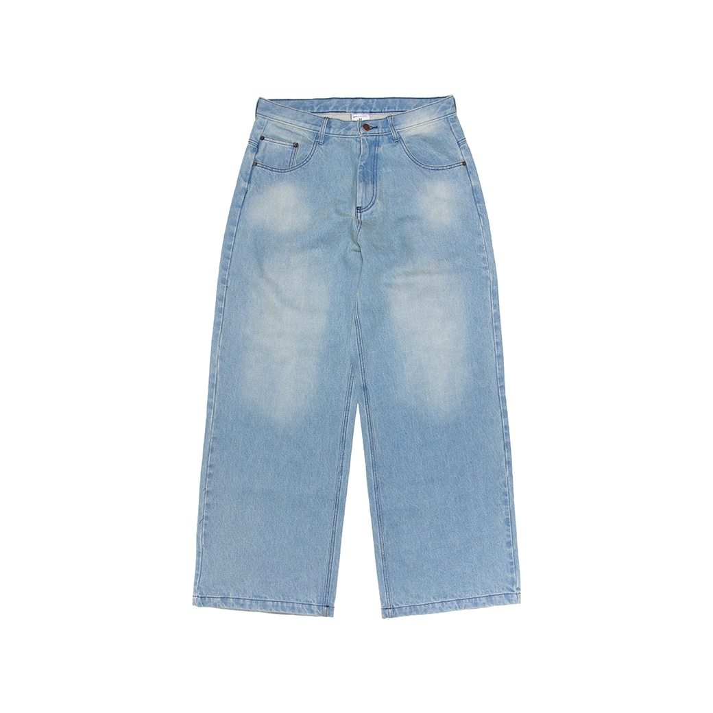 GET RICH EASY B.I.G FRAYED LOGO JEANS FADED JEANS