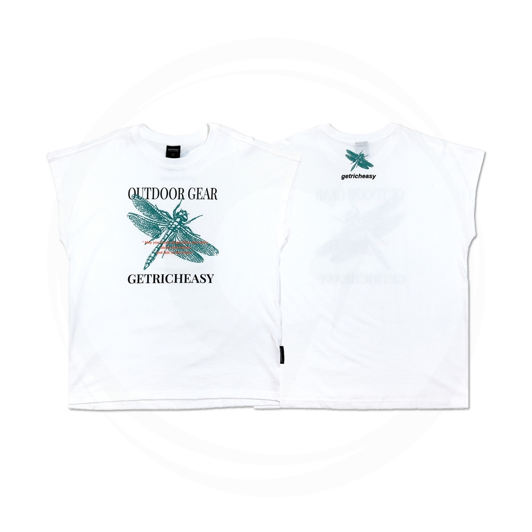 GET RICH EASY OUTDOOR SLEEVELESS TEE WHITE