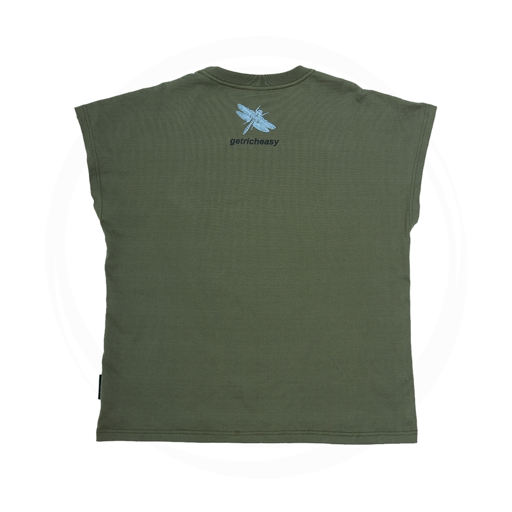 GET RICH EASY OUTDOOR SLEEVELESS TEE ARMY