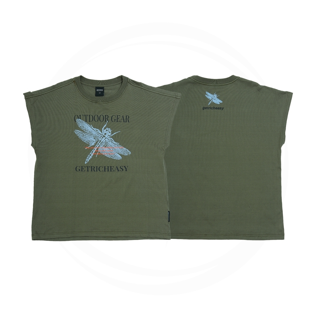 GET RICH EASY OUTDOOR SLEEVELESS TEE ARMY