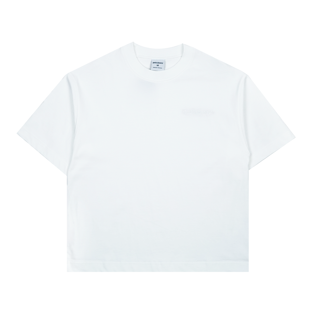 GET RICH EASY EMBRIODERY LOGO BOXY T-SHIRT WHITE