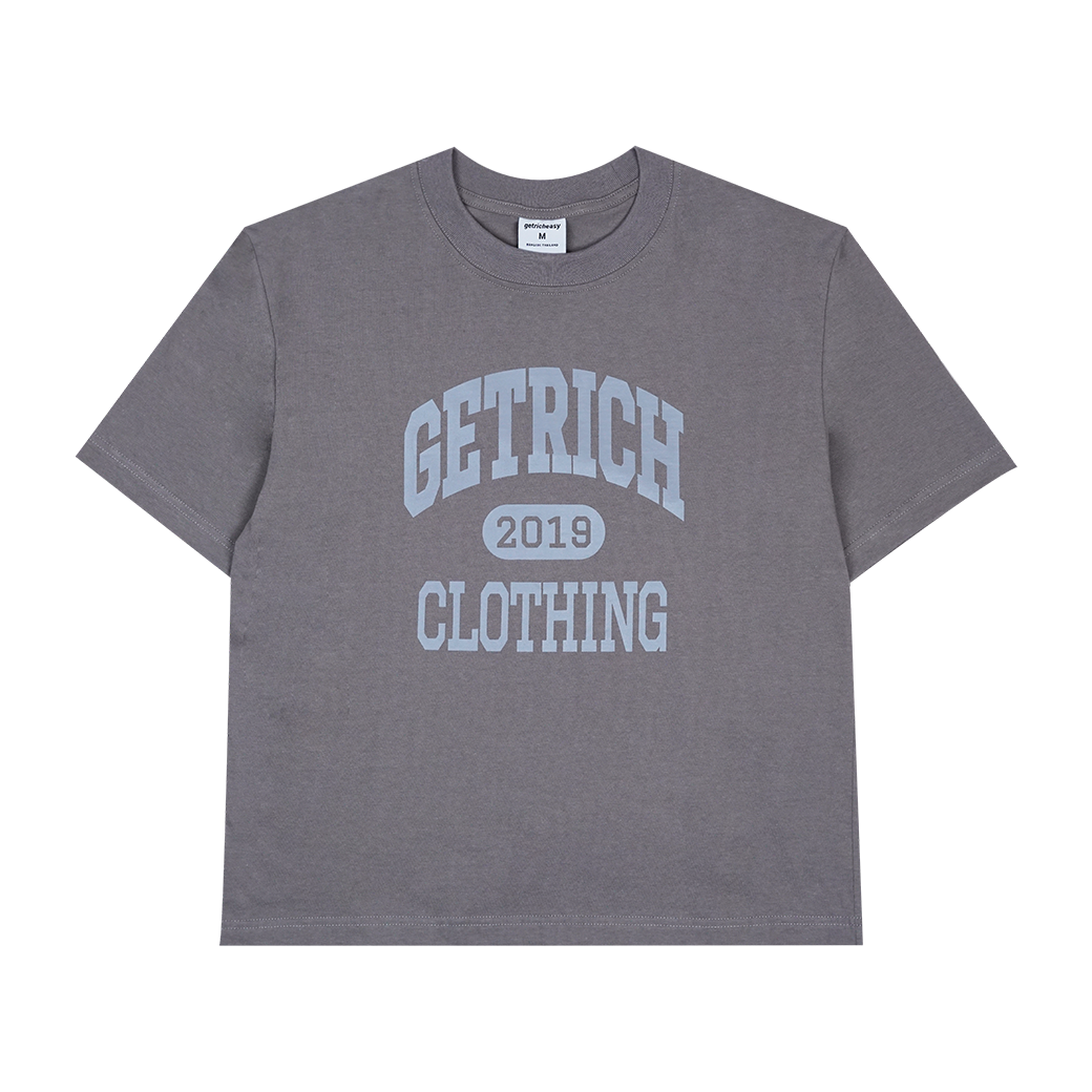 GET RICH EASY LABEL LOGO T-SHIRT FADED BROWN