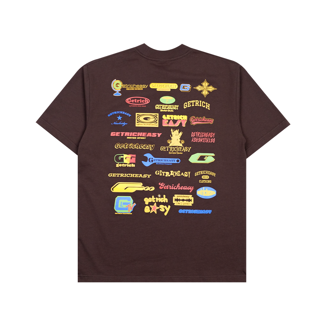 GETRICHEASY MANY LOGOS T-SHIRT BROWN