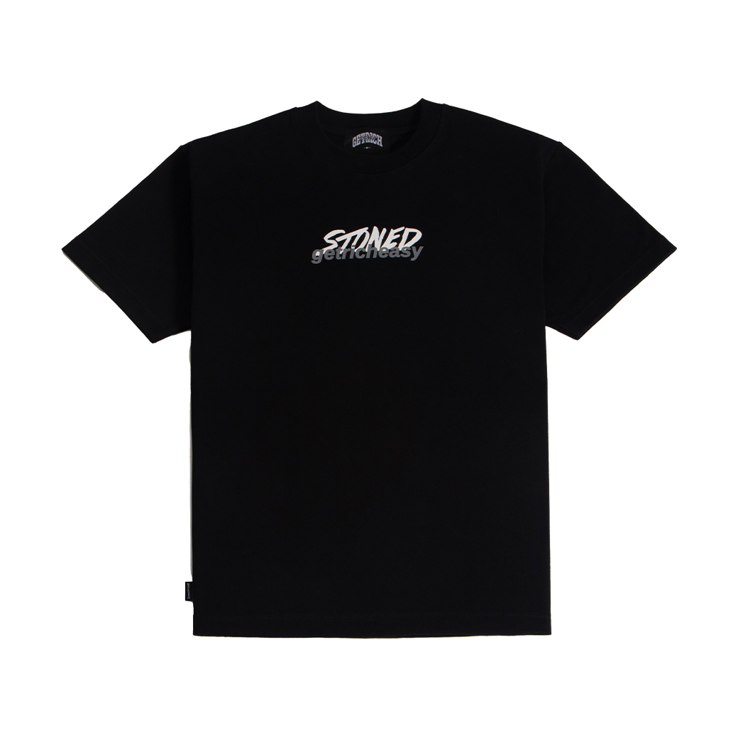 GETRICHEASY STONED WHITE LOGO T-SHIRT BLACK