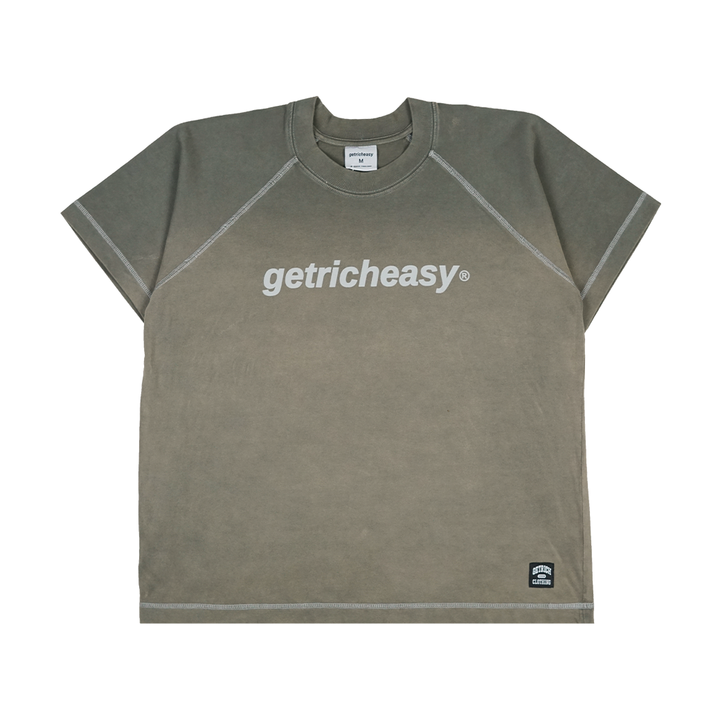 GET RICH EASY WASHED RAGLAN T-SHIRT BLACK