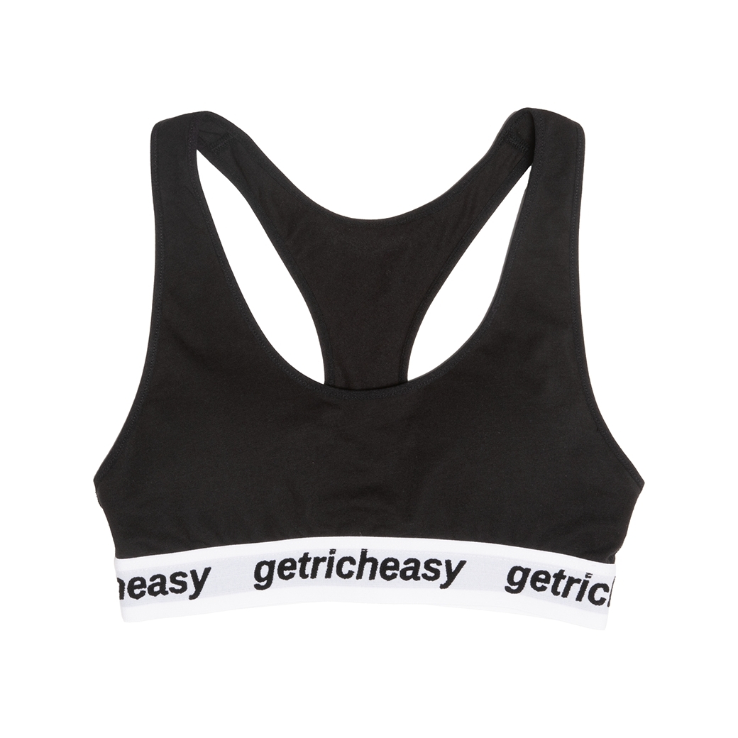 GET RICH EASY WOMEN'S SPORTS BRA BLACK