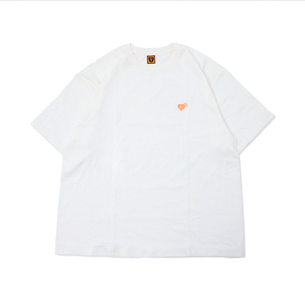 HUMAN MADE ORANGE HEART BADGE T-SHIRT WHITE