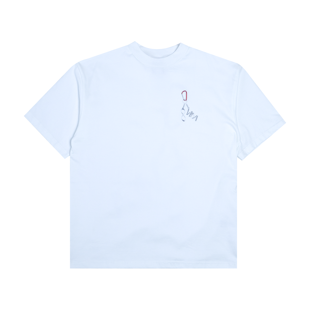 INFIVIDA METAL KEYCHAIN OVERSIZED T-SHIRT WHITE