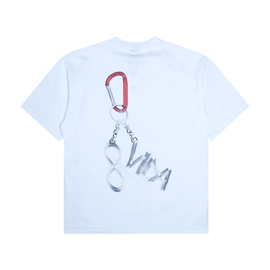 INFIVIDA METAL KEYCHAIN OVERSIZED T-SHIRT WHITE