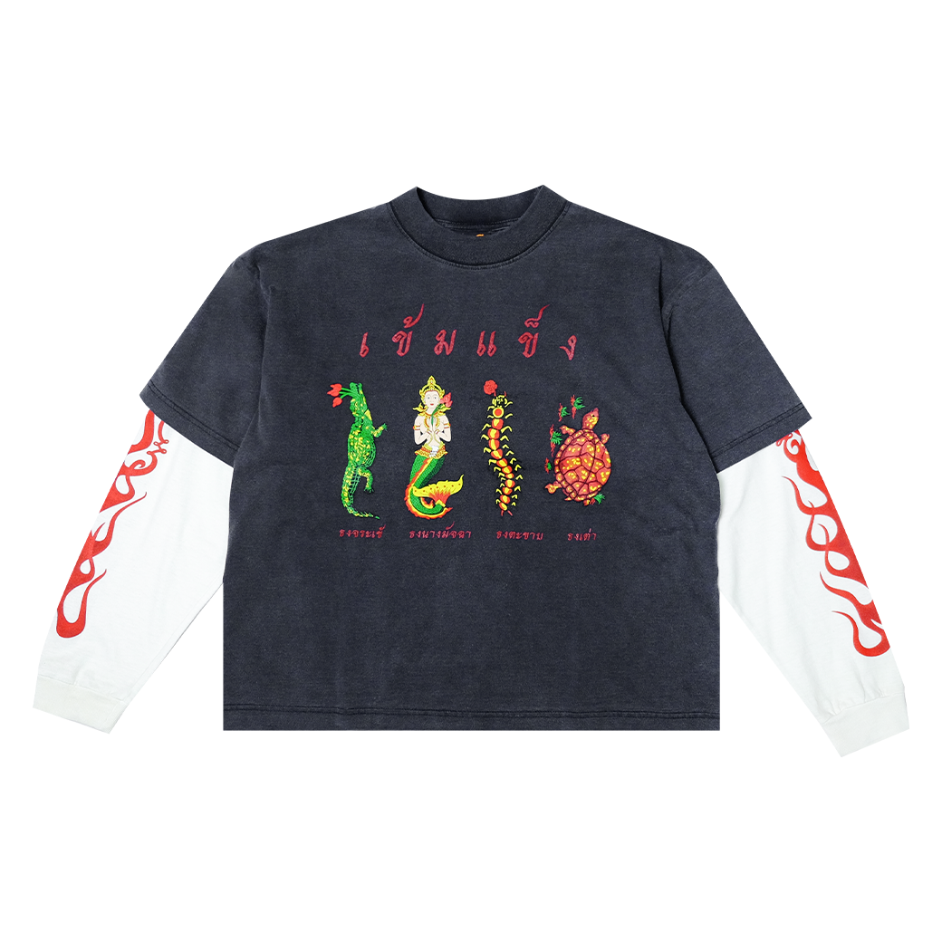 KHEMKHAENG RAGLAN LONG SLEEVE BOXY T-SHIRT BLACK