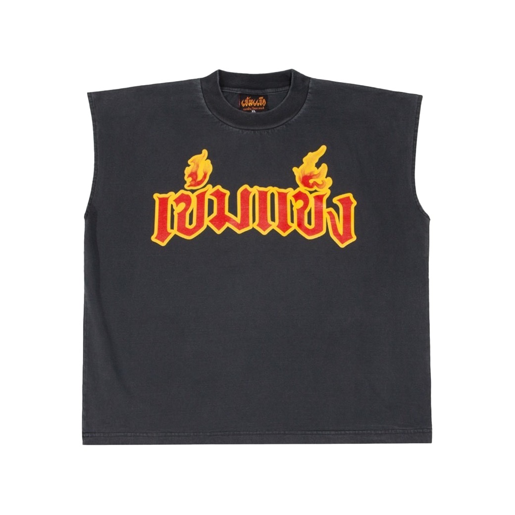 KEM2HAND BENZ FIRE ORGSHADE SLEEVELESS T-SHIRT FADE BLACK