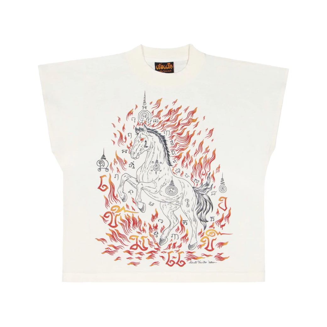 KEM2HAND FIRE HORSE SHORT SLEEVES T-SHIRT WHITE