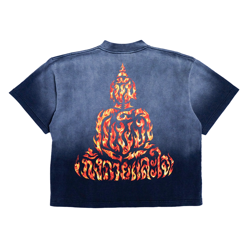 KEM2HAND FIRE BOXY T-SHIRT FADE BLACK