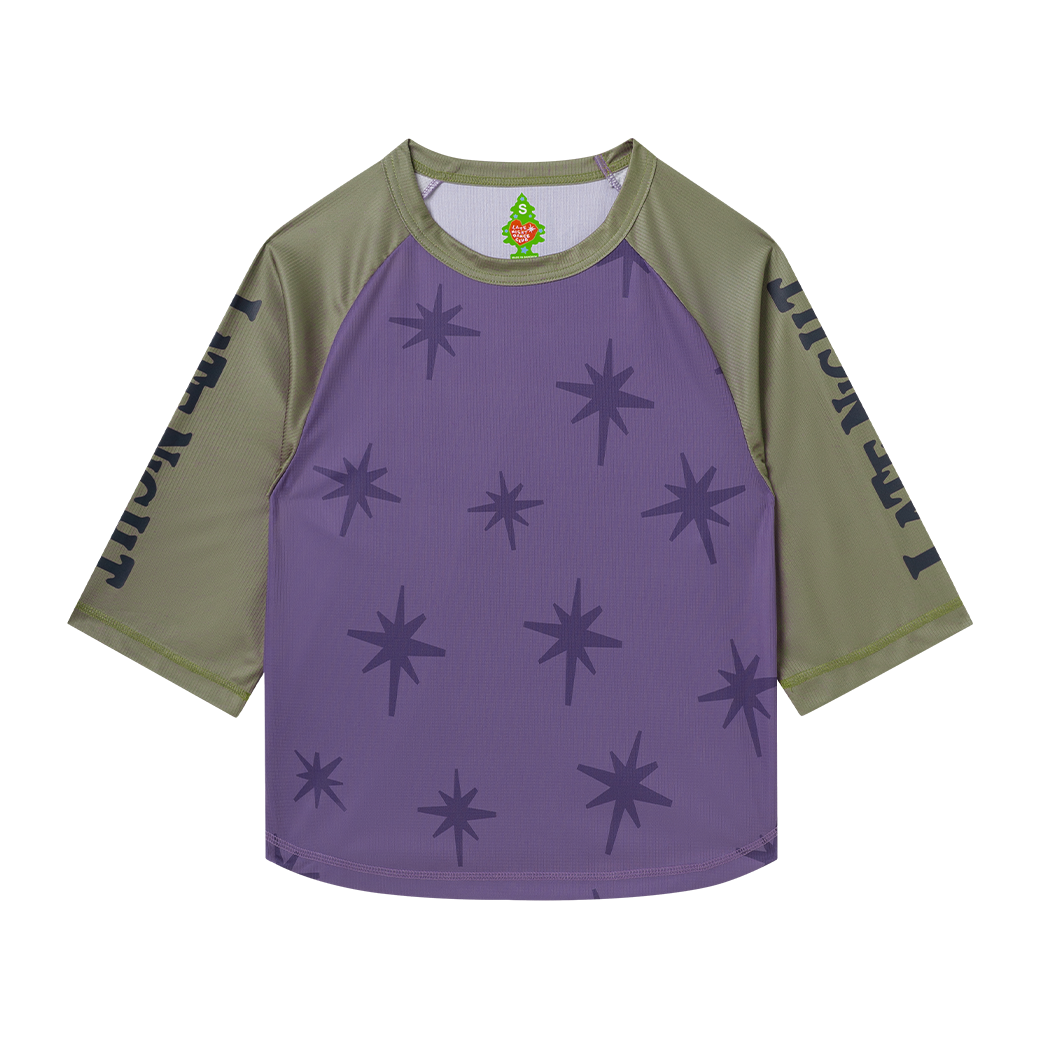 LATE NIGHT DANCE CLUB CUT & PASTE STAR RAGLAN T-SHIRT PURPLE/OLIVE