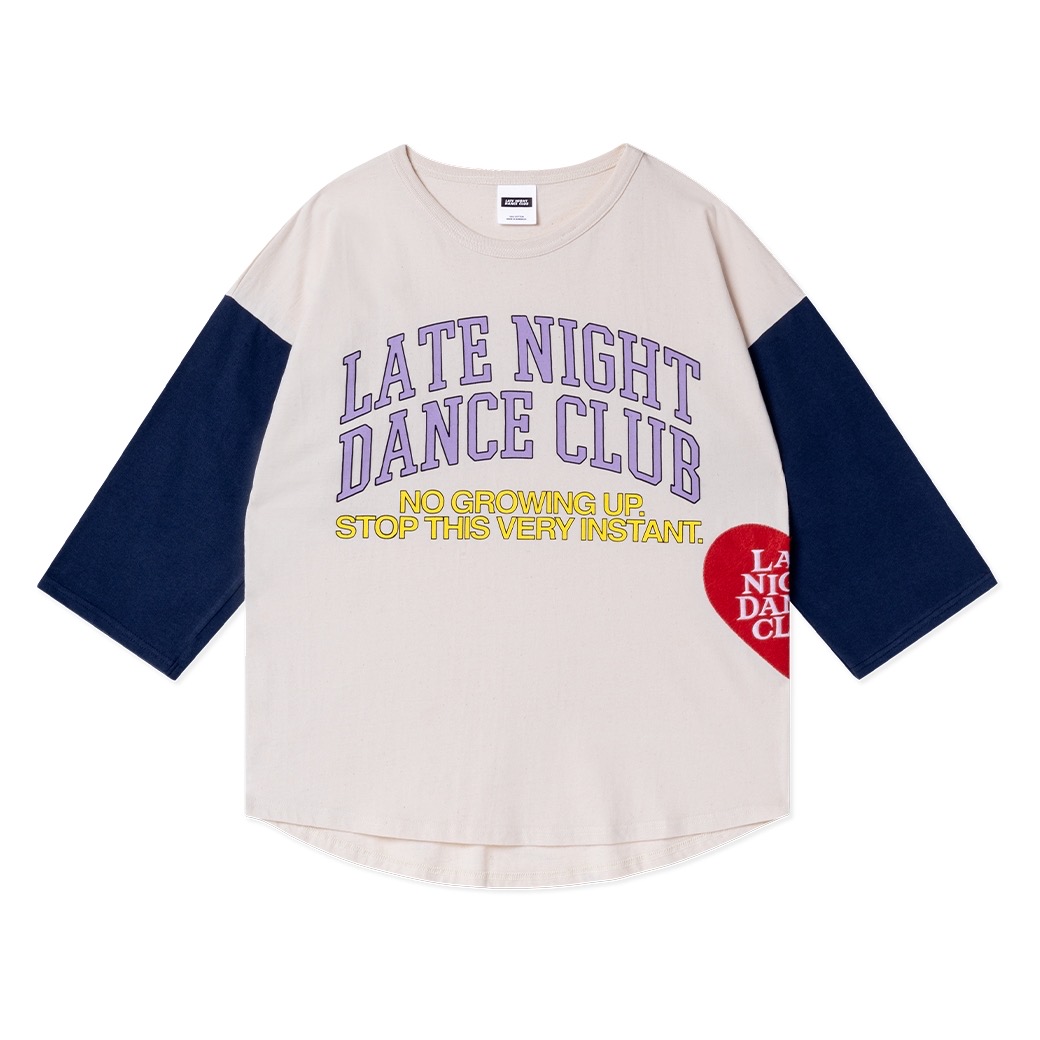LATE NIGHT DANCE CLUB GAME DAY 3/4 REGLAN T-SHIRT WHITE/NAVY